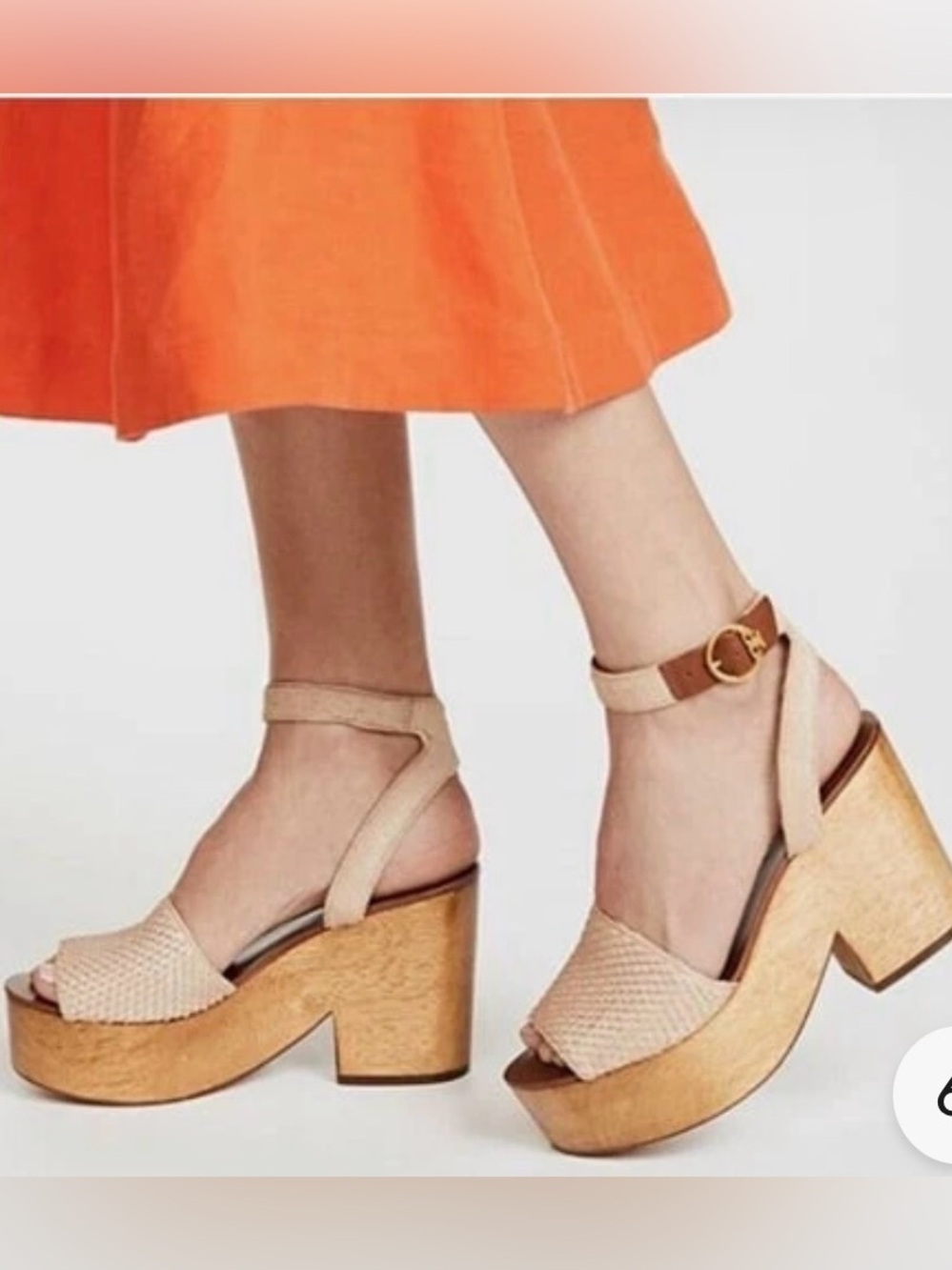 70s Style Tory Burch Beige Platform Sandals Size 7 Retrochic Boho